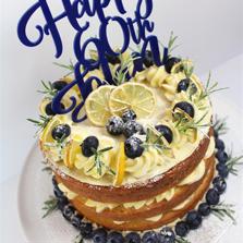 Birthday Cake - Lemon and Blueberries with Script Topper